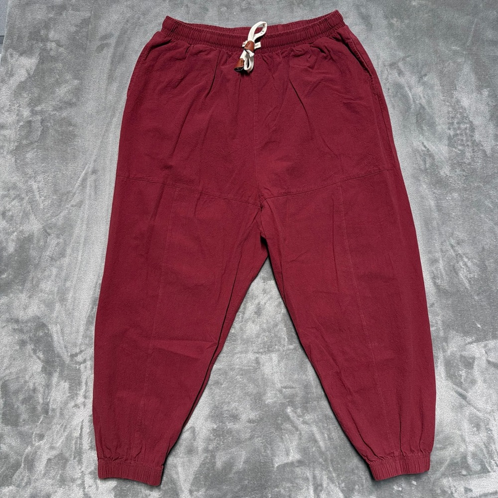 Kidōriman Jogger Pants Mens 3XL Burgundy Maroon Elastic Waist Drawstring Tapered